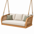 Huśtawka ogrodowa 180 x 75 x 65 cm z drewna naturalnego - wisząca sofa trzyosobowa