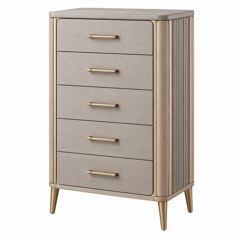 Komoda z 5 szufladami 80 x 45 x 120 cm beżowa z płyty meblowej w stylu nowoczesnym
