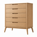 Komoda 80 x 40 x 100 cm z drewna w kolorze naturalnego dębu - pięć szuflad styl skandynawski