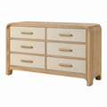 Komoda 150 x 45 x 85 cm z drewna w naturalnym kolorze z 6 szufladami