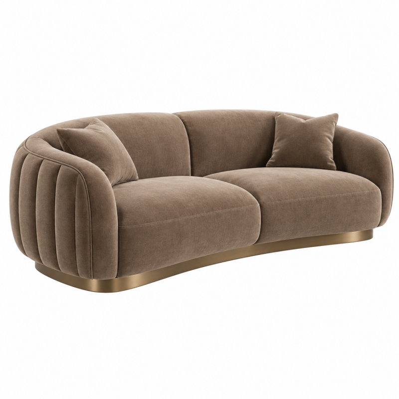 Sofa dwuosobowa 220 x 95 x 78 cm taupe tapicerowana welurem styl nowoczesny