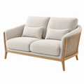 Sofa dwuosobowa 150 x 85 x 80 cm z tapicerką bouclé kremowa z drewnianą ramą