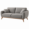 Sofa 2-osobowa 180 x 85 x 85 cm szara tkaninowa z drewnianymi nogami w stylu skandynawskim