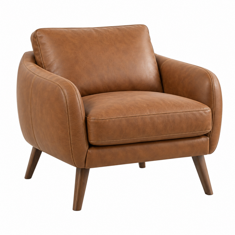 Fotel 85 x 82 x 88 cm brązowy ze skóry syntetycznej - nowoczesny